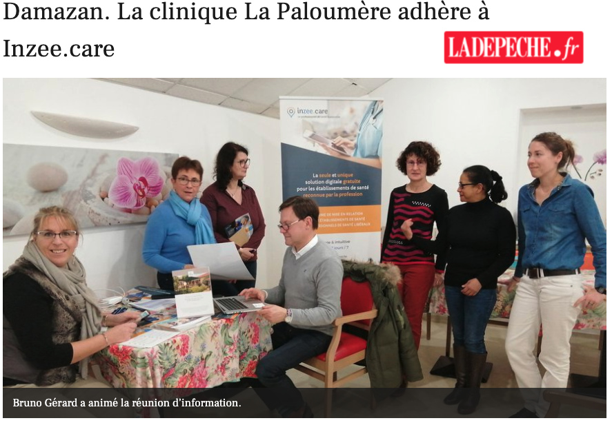 inzee.care Damazan. La clinique La Paloumère adhère à inzee.Care